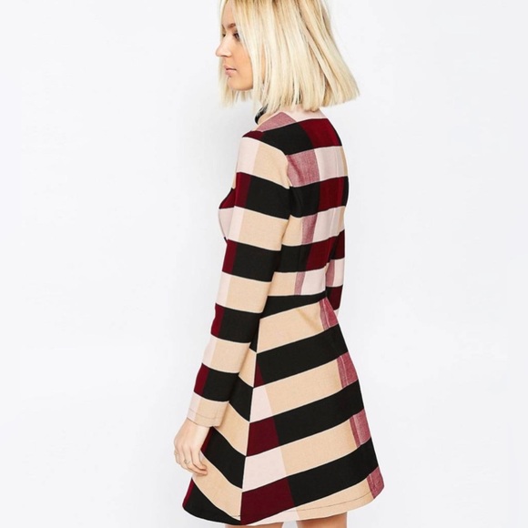 NWOT ASOS||  WHITE Funnel Neck Mini Dress in Block Stripe, Sold Out onli… - Picture 2 of 11
